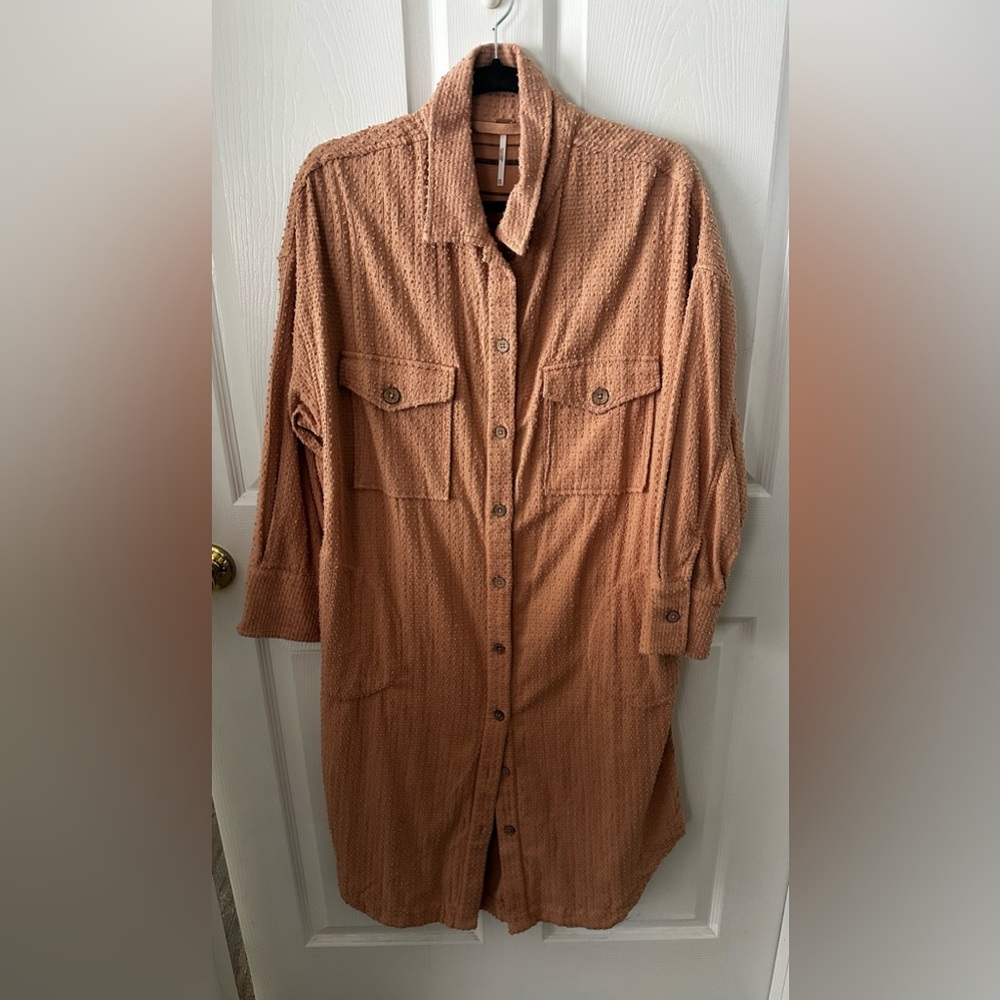 Free People pale pink peach textured “ruby” jacket - XS NWOT